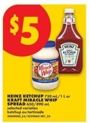 Heinz ketchup or Kraft Miracle Whip spread