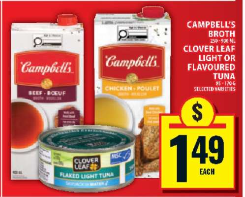 Campbell's Broth & Clover Leaf Tuna