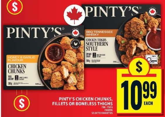 Pinty's Chicken Chunks, Fillets or Boneless Thighs