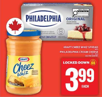 Kraft Cheez Whiz Spread / Philadelphia Cream Cheese