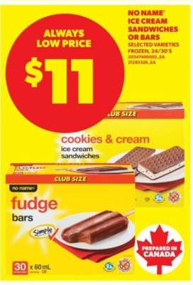 NO NAME ICE CREAM SANDWICHES OR BARS