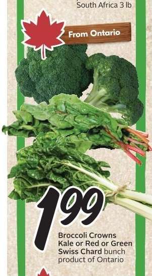 Broccoli Crowns Kale or Red or Green Swiss Chard bunch