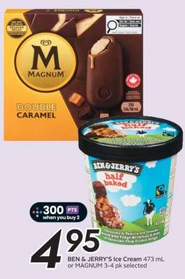 BEN & JERRY'S Ice Cream 473 mL or MAGNUM 3-4 pk selected