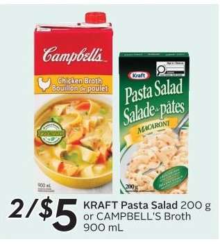 KRAFT Pasta Salad 200 g or CAMPBELL'S Broth 900 mL