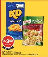 KNORR SIDEKICKS or KRAFT DINNER