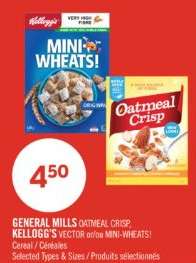 GENERAL MILLS OATMEAL CRISP / KELLOGG'S VECTOR or MINI-WHEATS