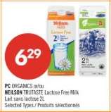 PC ORGANICS or/ou NEILSON TRUTASTE Lactose Free Milk