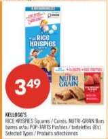 KELLOGG'S RICE KRISPIES Squares / Carrés, NUTRI-GRAIN Bars