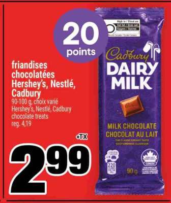 friandises chocolatées Hershey's, Nestlé, Cadbury