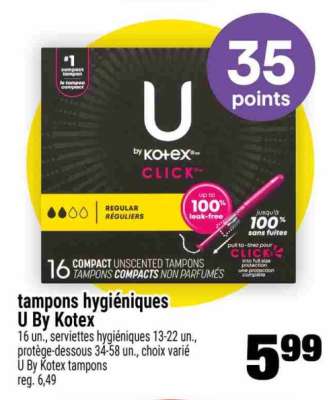 tampons hygiéniques U By Kotex