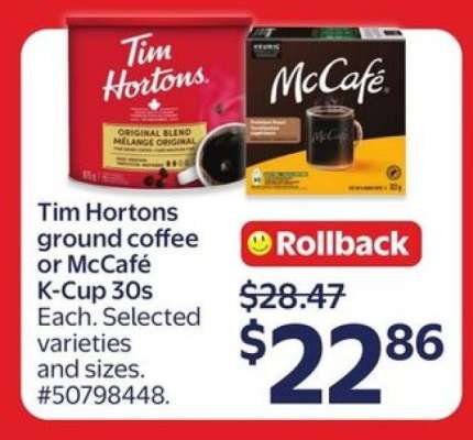 Tim Hortons ground coffee or McCafé K-Cup 30s