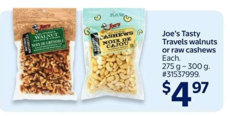 Joe’s Tasty Travels walnuts or raw cashews