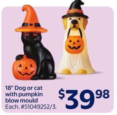 18" Dog or cat with pumpkin blow mould