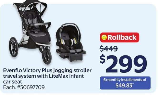 Evenflo Victory Plus Jogging Stroller Travel System with LiteMax Infant Car Seat