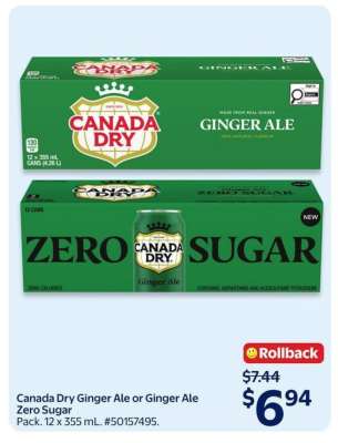 Canada Dry Ginger Ale or Ginger Ale Zero Sugar
