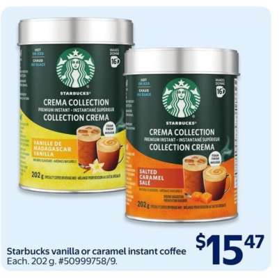 Starbucks vanilla or caramel instant coffee