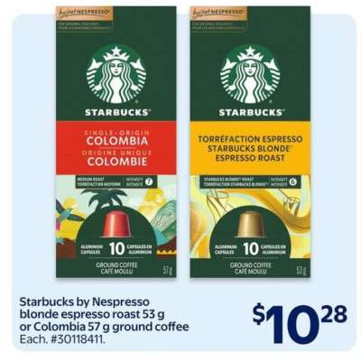 Starbucks by Nespresso blonde espresso roast or Colombia ground coffee
