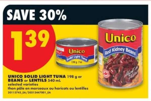 UNICO SOLID LIGHT TUNA or BEANS or LENTILS