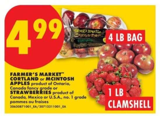 Farmer's Market Cortland or McIntosh Apples or Strawberries