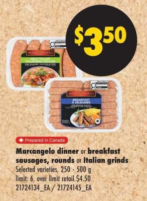 Marcangelo dinner or breakfast sausages, rounds or Italian grinds