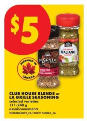 CLUB HOUSE BLENDS or LA GRILLE SEASONING