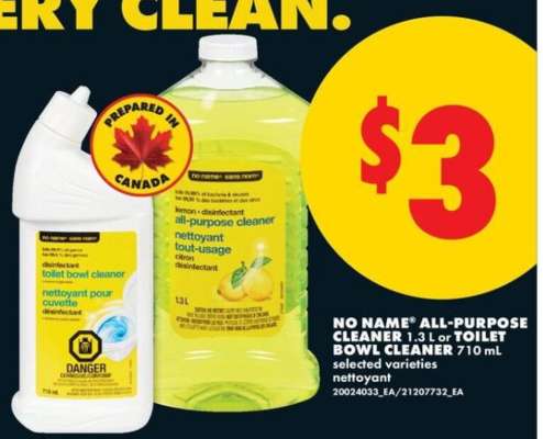 NO NAME® ALL-PURPOSE CLEANER 1.3 L or TOILET BOWL CLEANER 710 mL