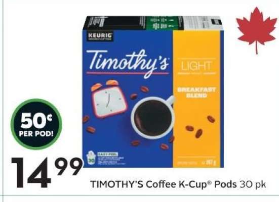 TIMOTHY'S Coffee K-Cup Pods 30 pk