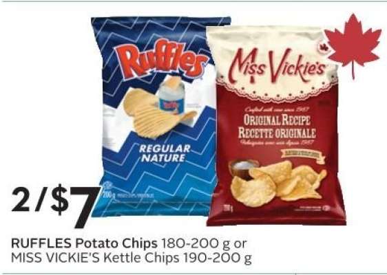 RUFFLES Potato Chips or MISS VICKIE'S Kettle Chips