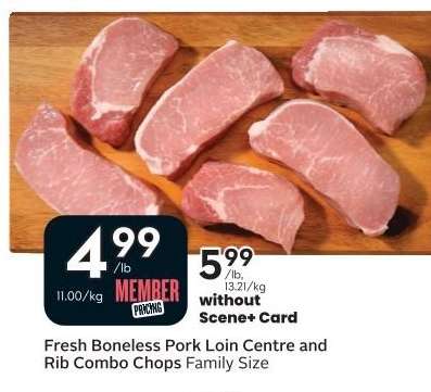 Fresh Boneless Pork Loin Centre and Rib Combo Chops Family Size