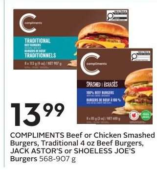 COMPLIMENTS Beef or Chicken Smashed Burgers