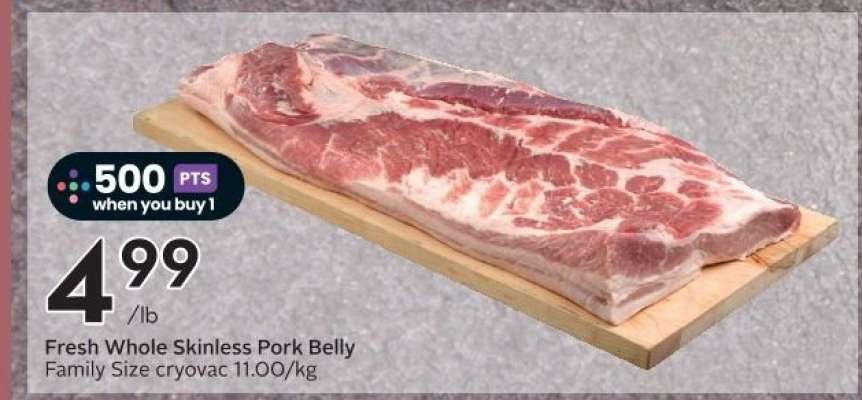Fresh Whole Skinless Pork Belly