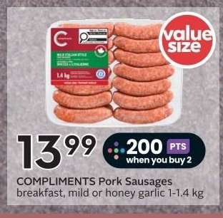 COMPLIMENTS Pork Sausages