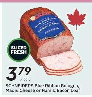 SCHNEIDERS Blue Ribbon Bologna, Mac & Cheese or Ham & Bacon Loaf