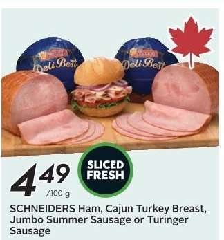 SCHNEIDERS Ham, Cajun Turkey Breast, Jumbo Summer Sausage or Turinger Sausage