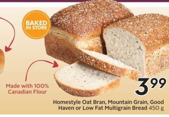 Homestyle Oat Bran, Mountain Grain, Good Haven or Low Fat Multigrain Bread