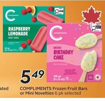 COMPLIMENTS Frozen Fruit Bars or Mini Novelties