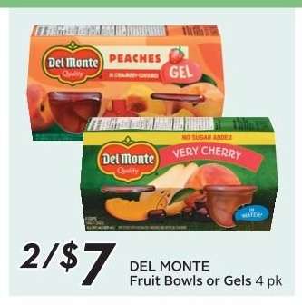 DEL MONTE Fruit Bowls or Gels 4 pk