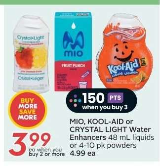 MIO, KOOL-AID or CRYSTAL LIGHT Water Enhancers