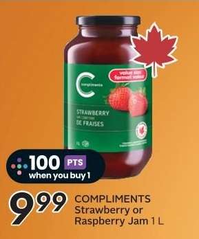 COMPLIMENTS Strawberry or Raspberry Jam 1 L