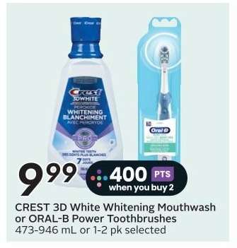 CREST 3D White Whitening Mouthwash or ORAL-B Power Toothbrushes