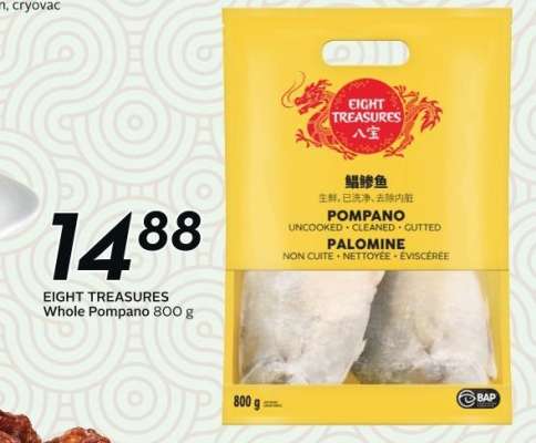 EIGHT TREASURES Whole Pompano 800 g