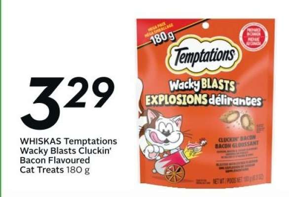 WHISKAS Temptations Wacky Blasts Cluckin' Bacon Flavoured Cat Treats 180 g