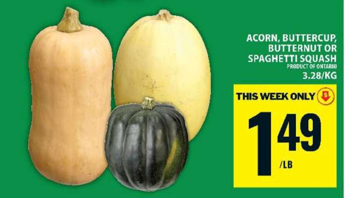 ACORN, BUTTERCUP, BUTTERNUT OR SPAGHETTI SQUASH