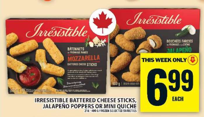 Irresistible Battered Cheese Sticks, Jalapeño Poppers or Mini Quiche