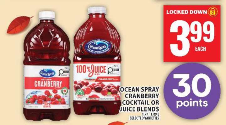 OCEAN SPRAY CRANBERRY COCKTAIL OR JUICE BLENDS