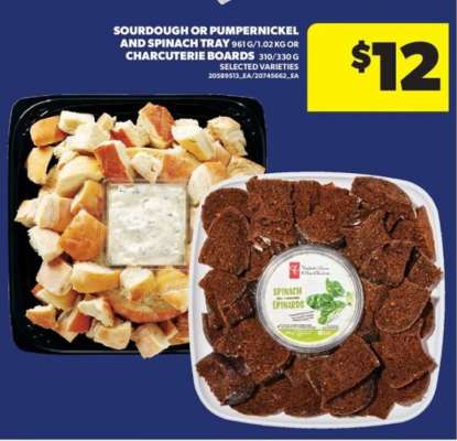Sourdough or Pumpernickel and Spinach Tray