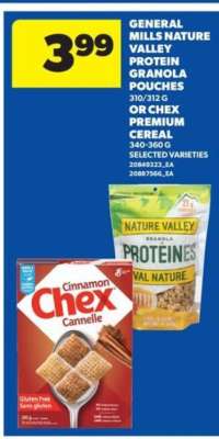 General Mills Nature Valley Protein Granola Pouches or Chex Premium Cereal