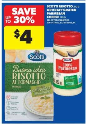 Scotti Risotto or Kraft Grated Parmesan Cheese