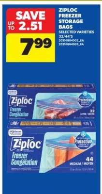 Ziploc Freezer Storage Bags