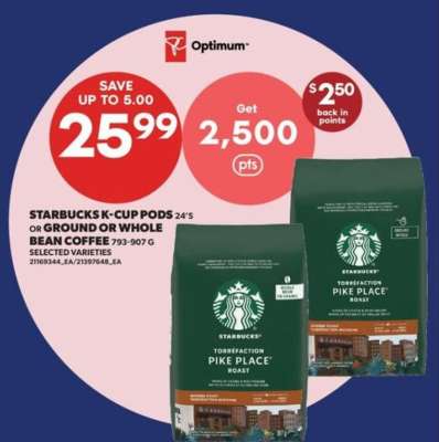 Starbucks K-Cup Pods or Ground/Whole Bean Coffee